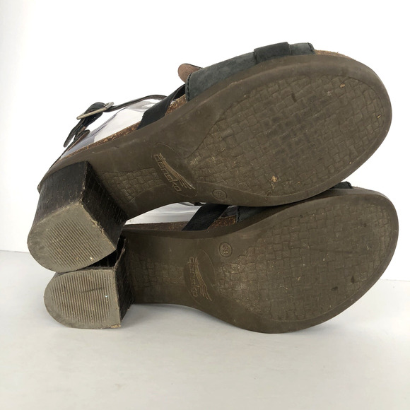 DANSKO Dominique T-Strap Suede Leather Heel Sandals Size EU 39 US 8.5-9 Black - Picture 10 of 11